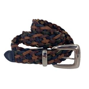 Women's Vintage 90s/Y2K Braided M/L Belt Multicolor Leather Boho Cottagecore